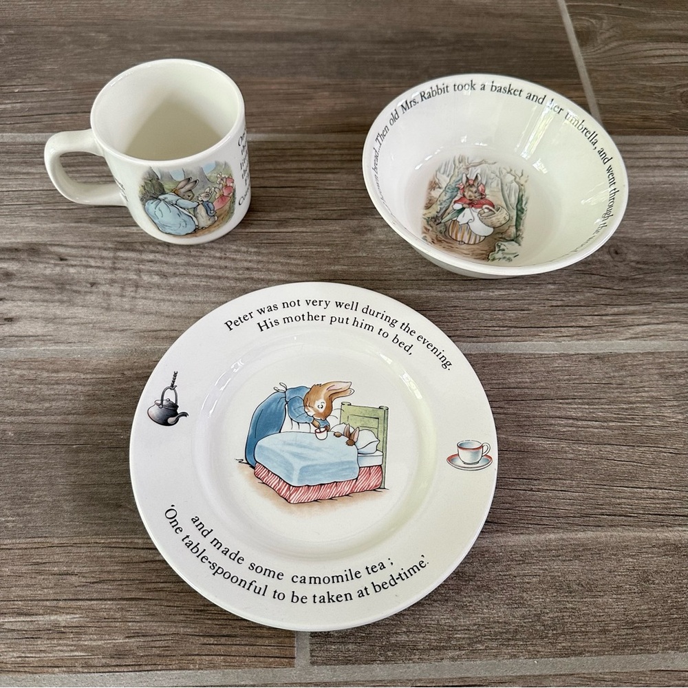 Peter Rabbit Nursery Set by Wedgwood 3 Piece, Bowl, Cup and Plate